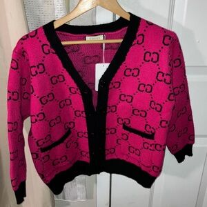 NEW WITH TAGS Gucci Pink and Black Cardigan